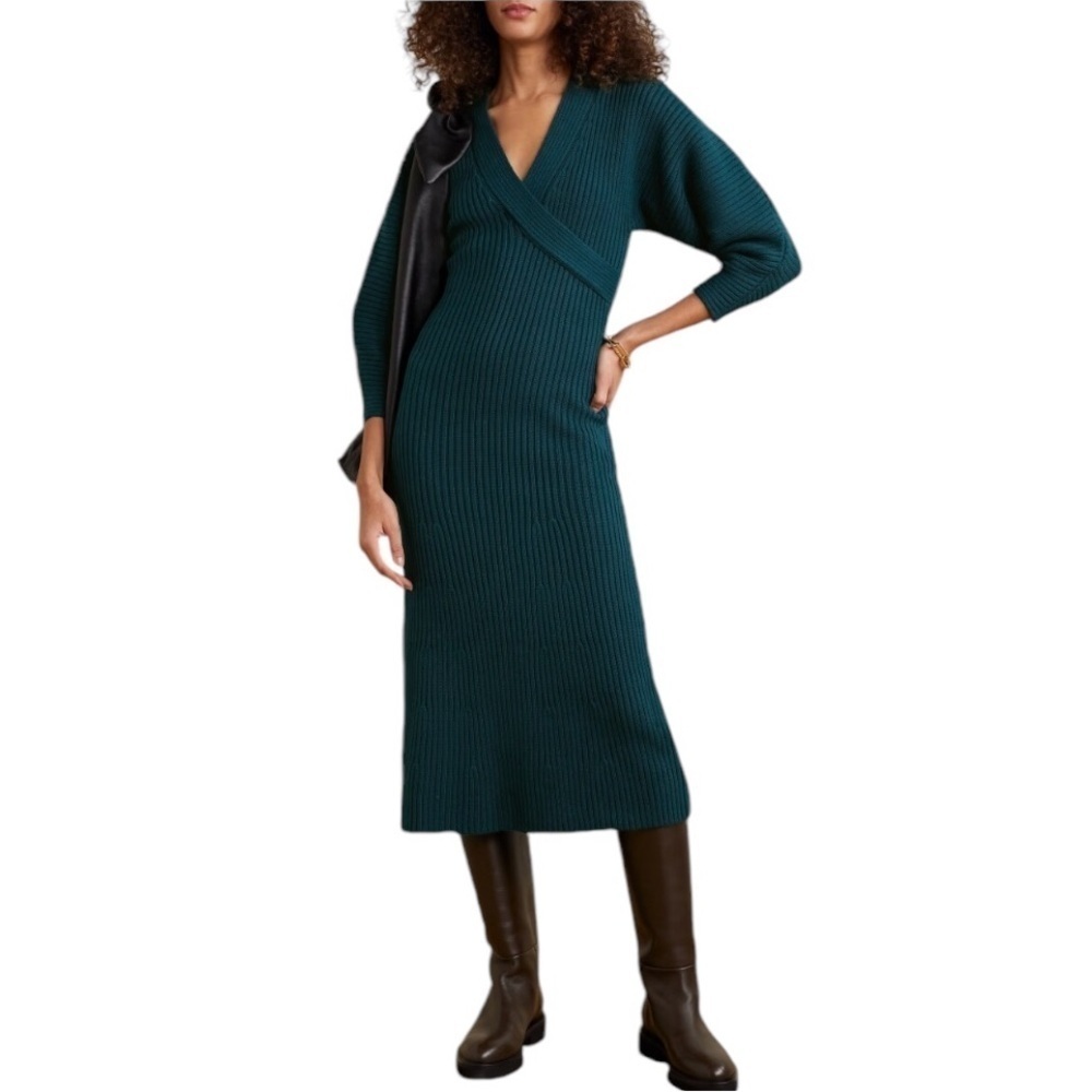 Mara Hoffman Midi Dress Ribbed Samira Wrap Effect Sweater Size Xxs